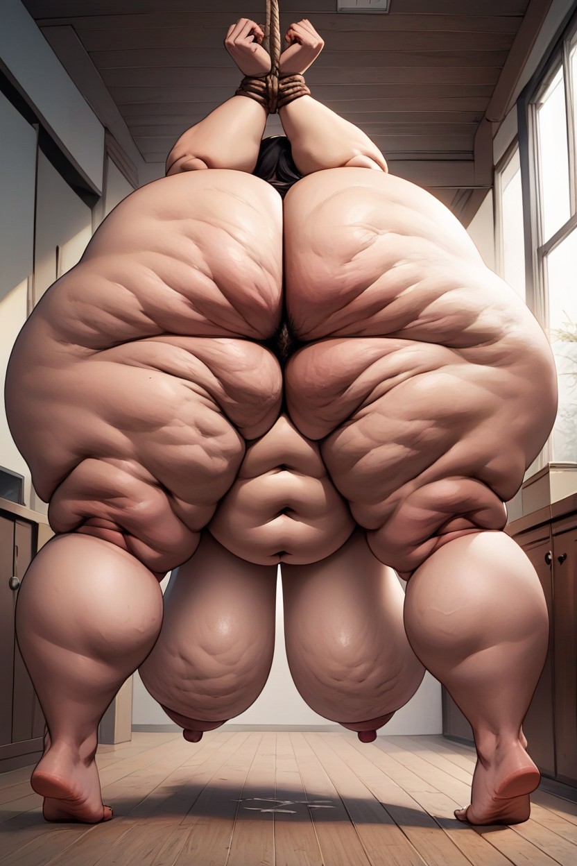 Deepest Cellulite Craters, Fat Rolls, Sagging Buttocks BBW AI Porn