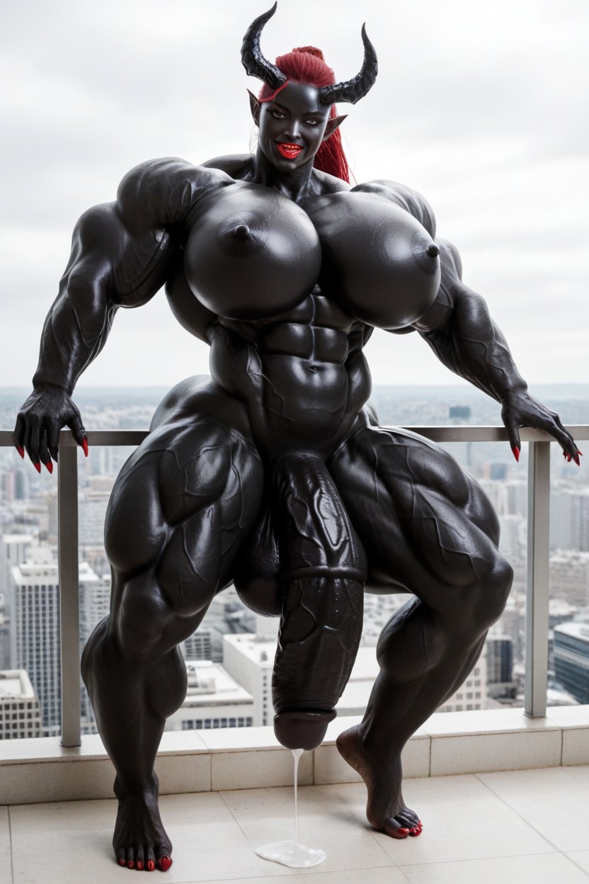 Red Lips, Her Cock Is A Flared Cock, Big Oni Horns Porno IA transsexuelle