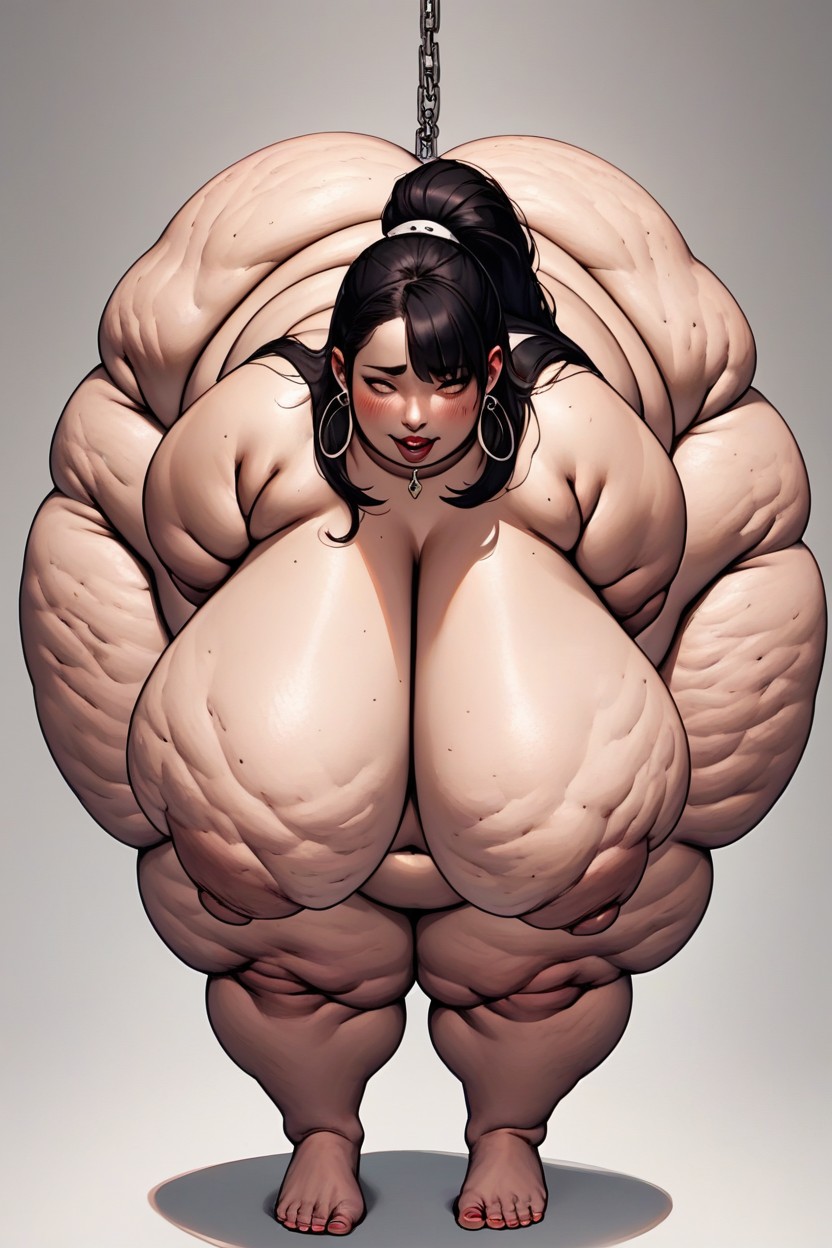 Extremely Low Hanging Breasts, Fucked In The Spread Eagle Bdsm Sex Position, Bulging Fat Rolls BBW AI Porn