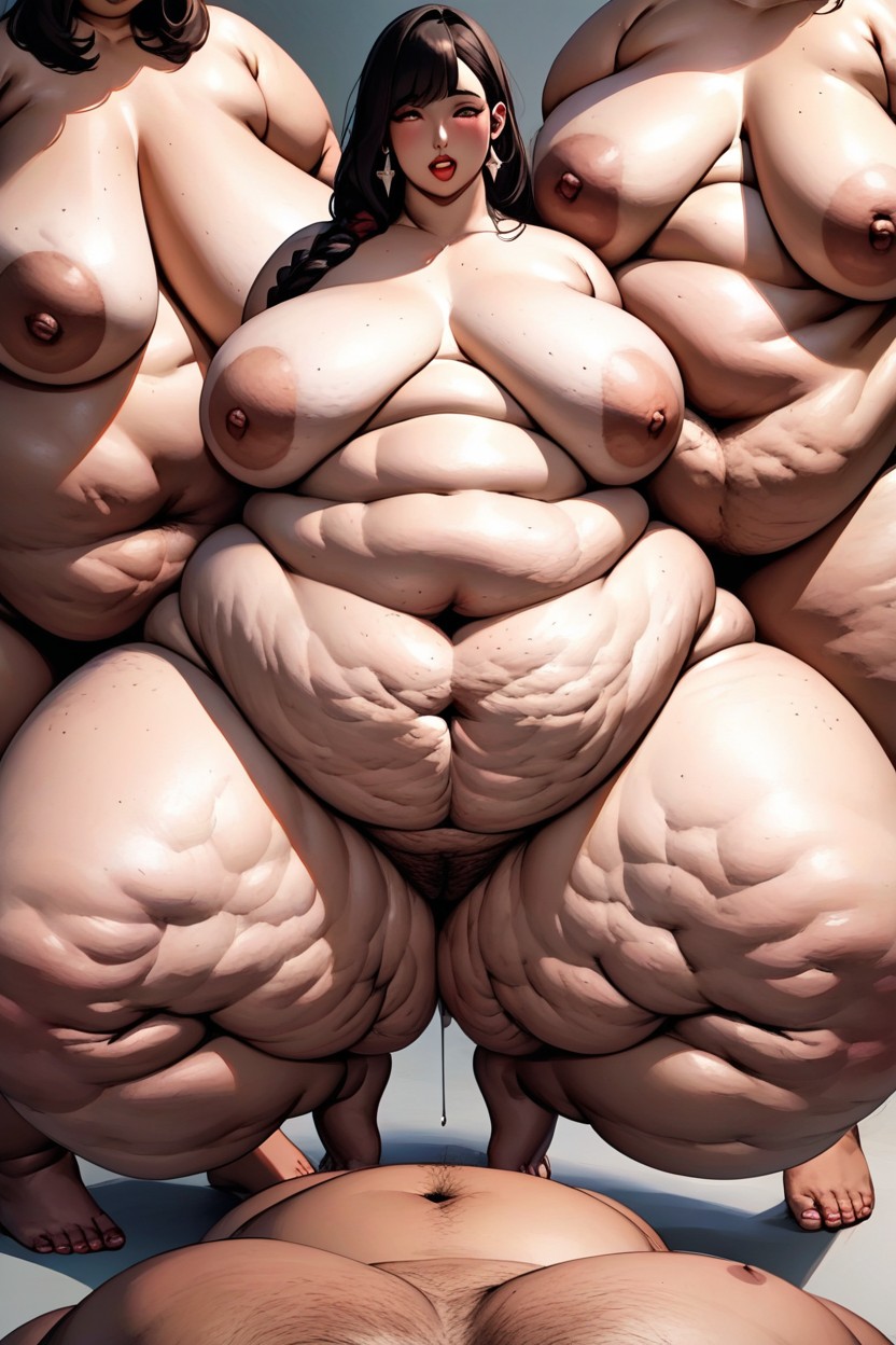Rectangular Enormous Buttocks, Gigantic Mommy Belly, Bulging Mass Of Fat Around Her Bavel BBW AI Porn