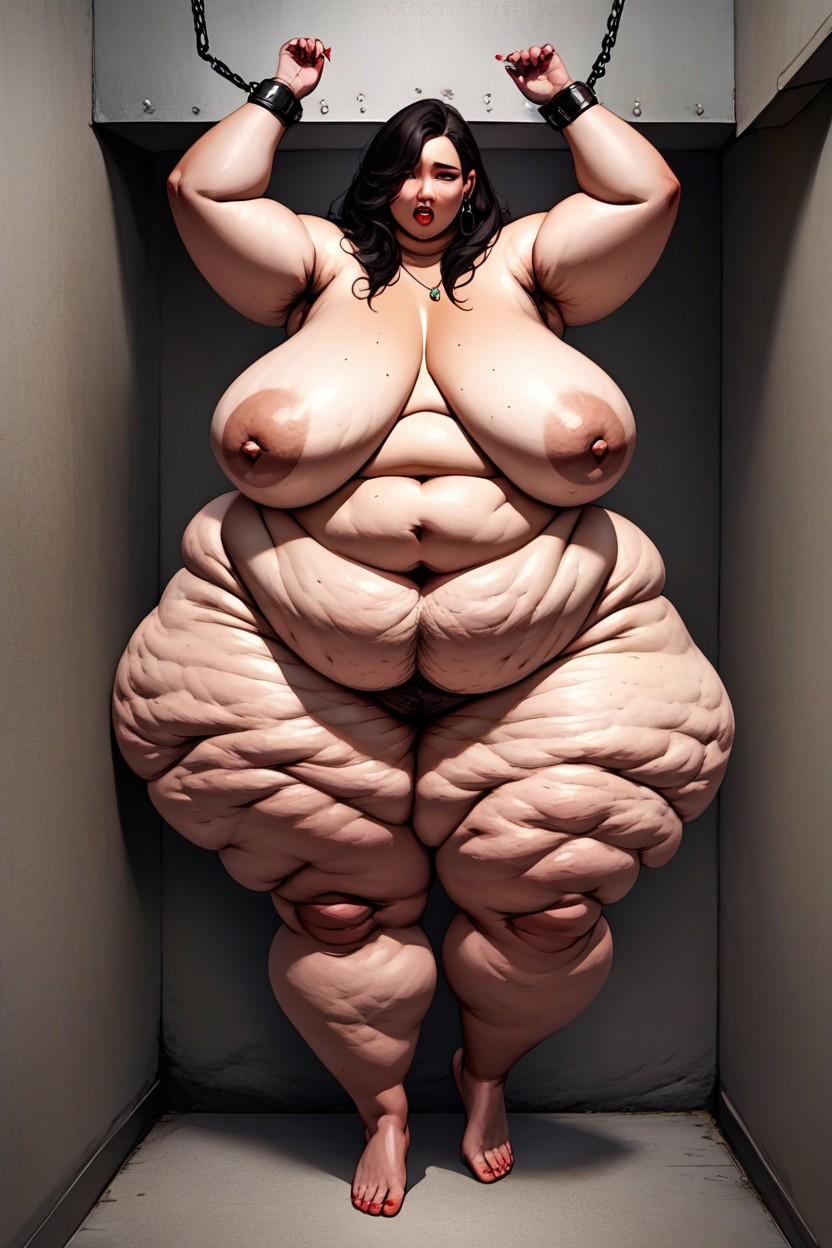 Deep Navel, Every Fat Roll Is So Big That Tou Can Easily Grab It By Hand, Fat Face Porno BBW IA