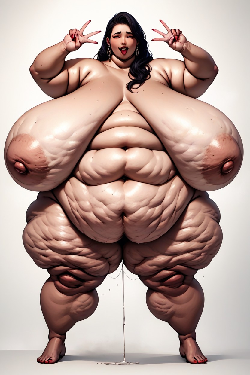 Bulging Nipples, Belly Hanging Extremely Low, Hyper Flabby Belly Porno BBW IA