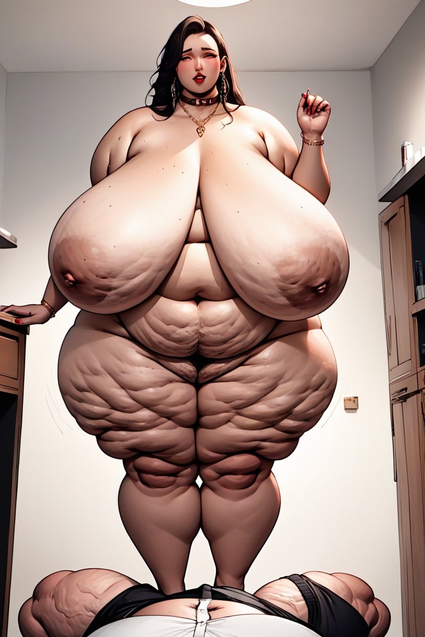 Bulging Fat Rolls, Far Thighs, Completely Nude Body BBW KI Porno