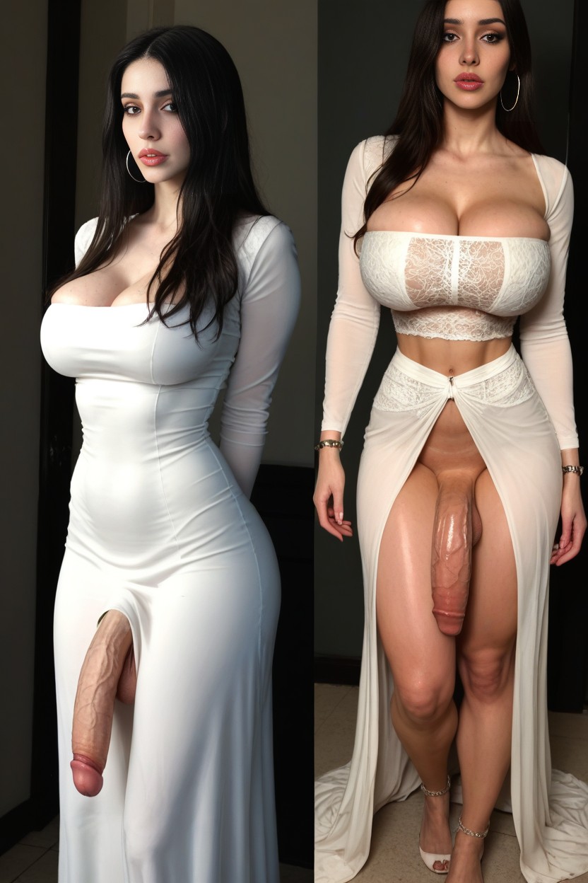 Perfect Figure, Overflowing Cleavage, Flaccid Coc Shemale AI Porn