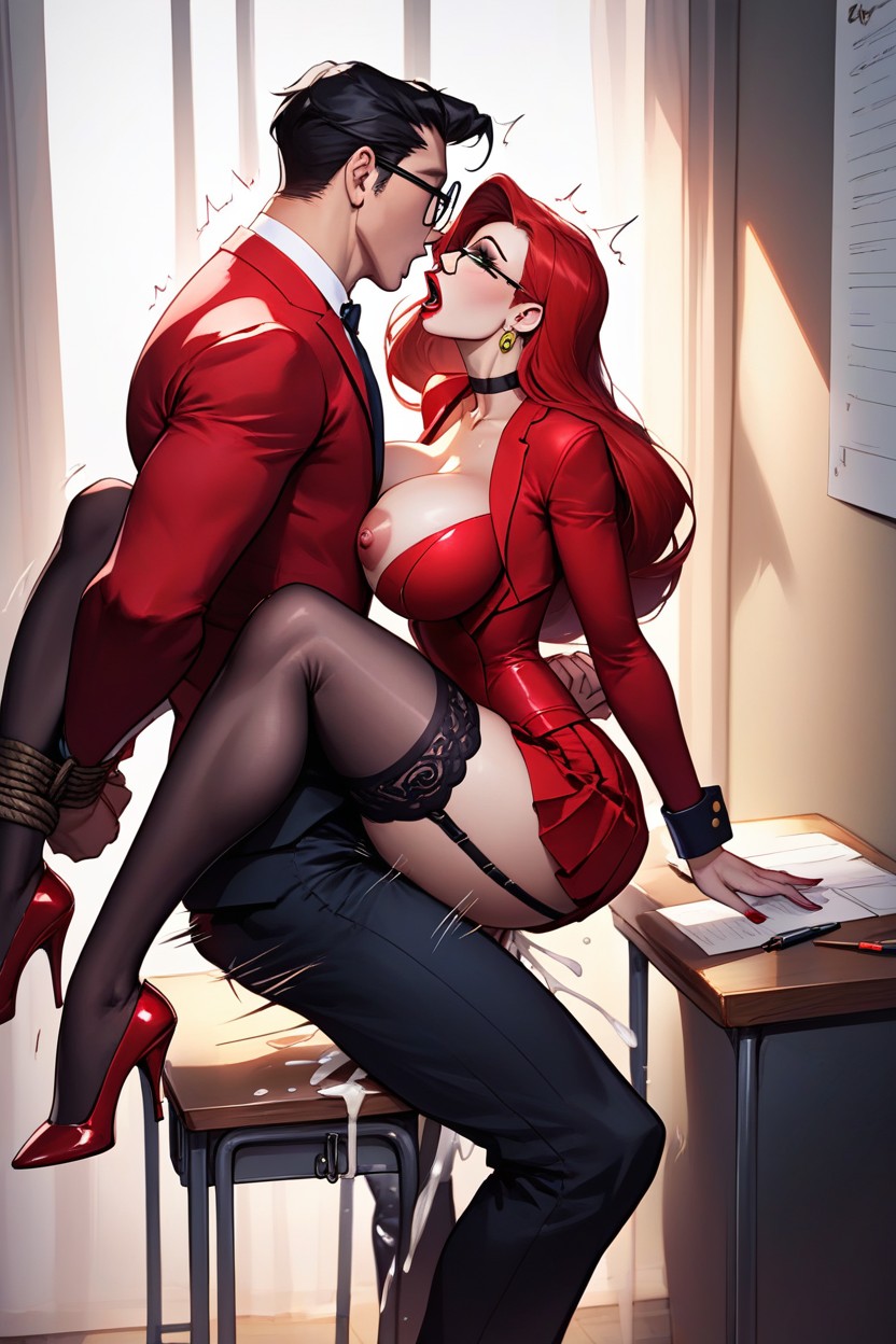 Black Garter Belt, Extreme Motion Lines, Busty Lips In Red Lipstick Hentai AI Porn