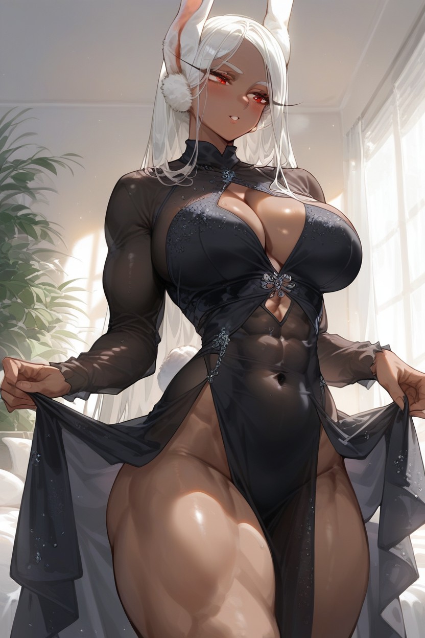 Dark Skin, Thighs, Clothes Lift Hentai AI Porn