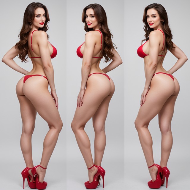 Anus Visible, Incredible Sexy Closed Red High Heels, Full Body AIポルノ