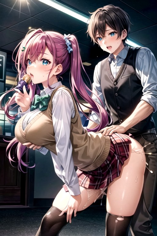 Four Fingers, Huge Penis, Overflow Cum Hentai AI Porn