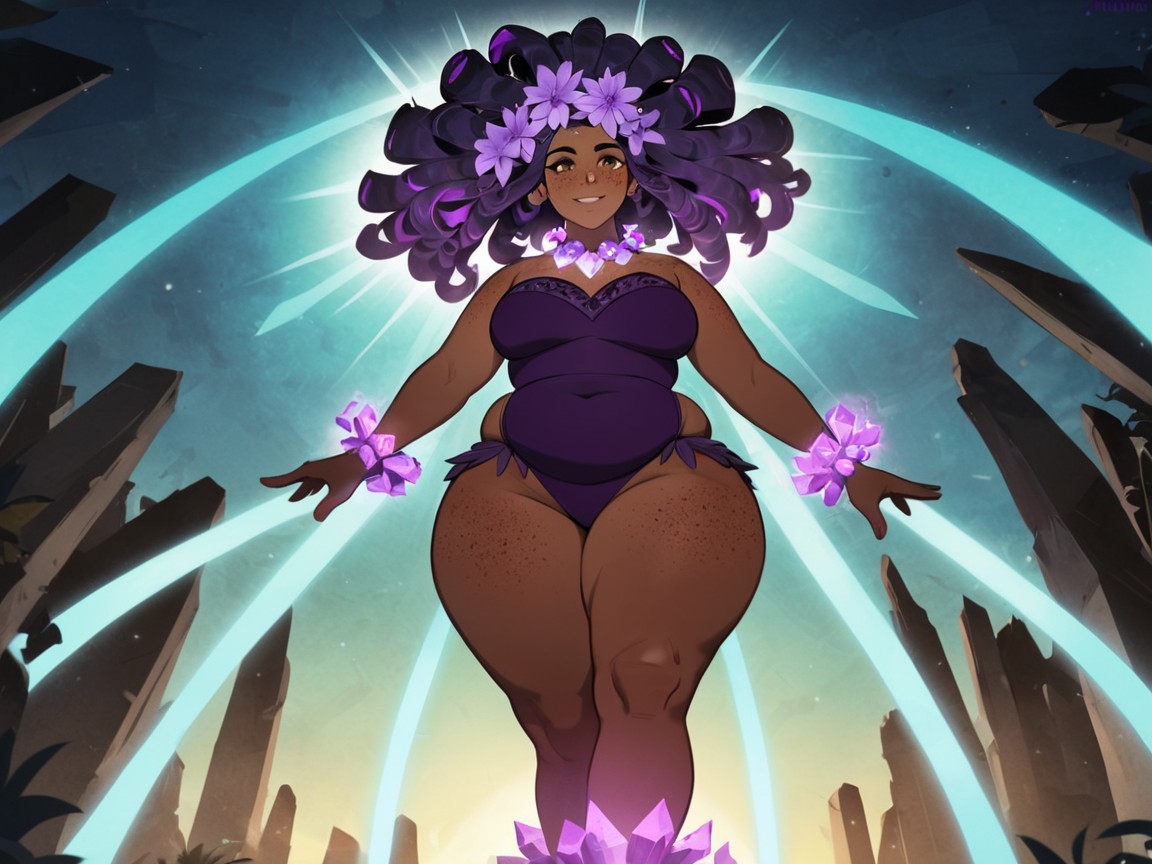 Spirits, Tan Skin, Freckles Black Permed Hair With Purple Highlights Porno IA Latina