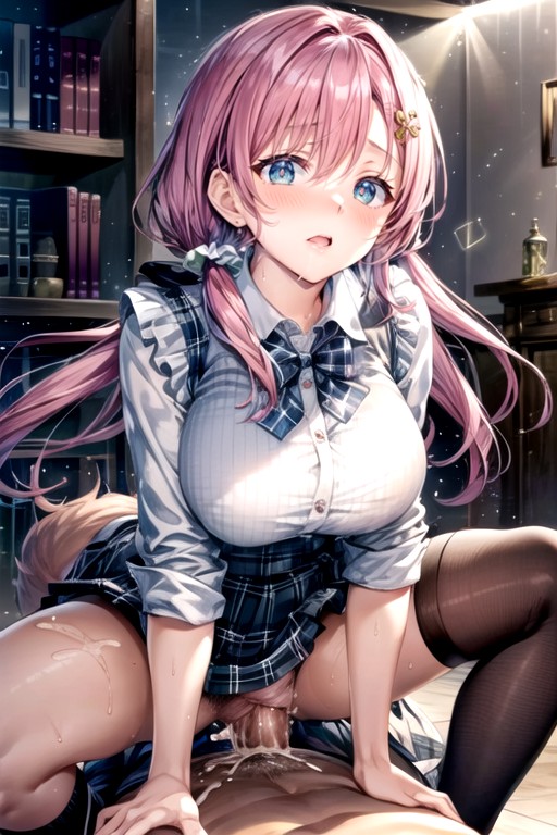 Fellatio, Blue Skirt, Beautiful Eyes Hentai AI Porn