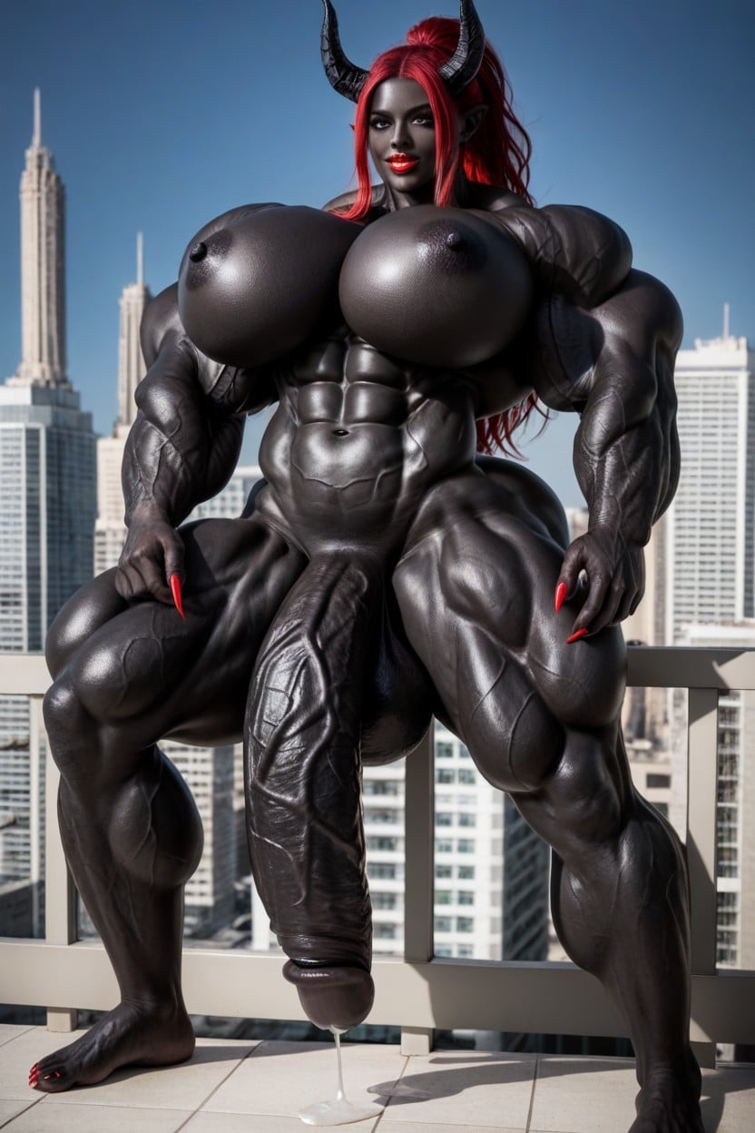 Hyper Black Cock Growth, Venom Skin, Extremely Swollen Veins Shemale AI Porn