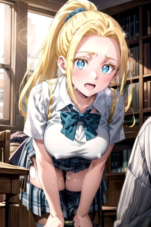 Hair Ornament, Blue Skirt, Embarrassing Hentai AI Porn