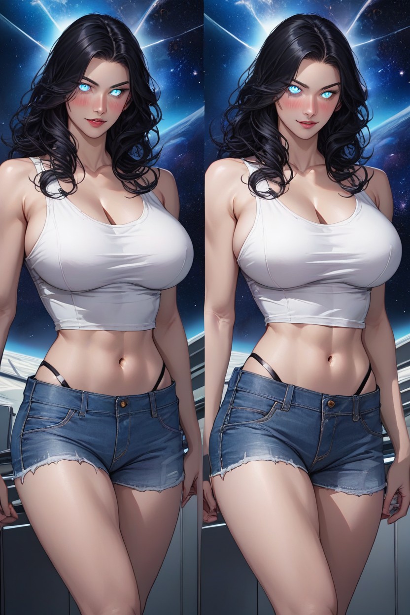 Hyperrealistic, Blushing, Light Blue Eyes Hentai AI Porn