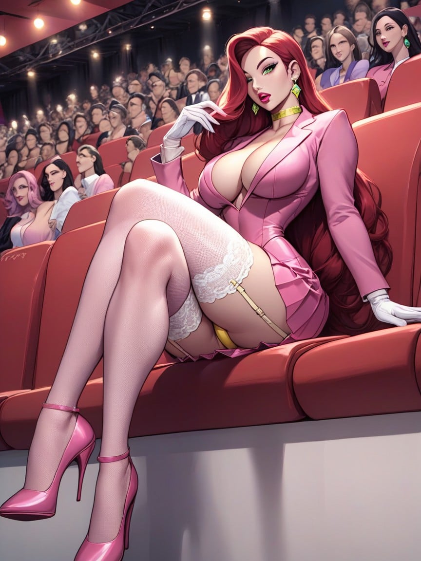 Yellow Garter Belt, Hour Glass Figure, Perfect Face Hentai AI Porn