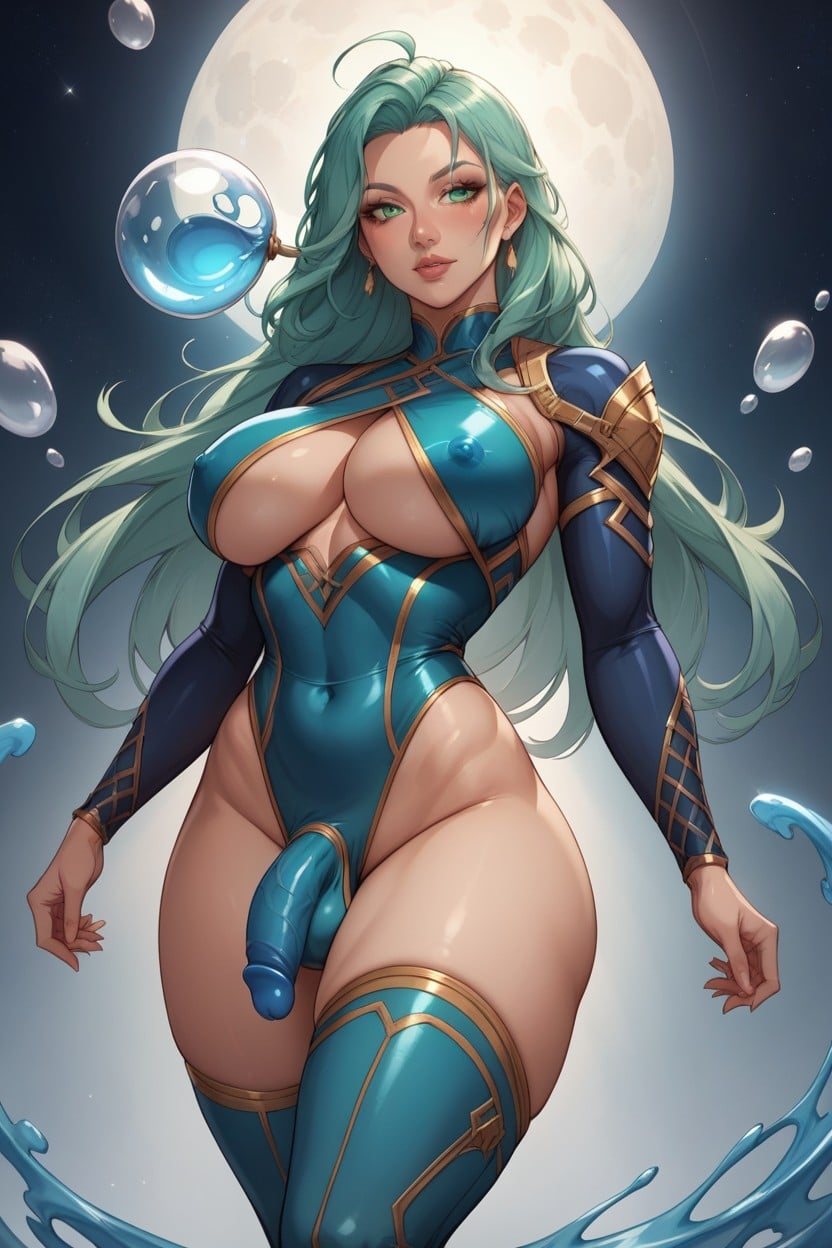 Eyeliner, Sexy Sci Fi Futa, Penis Shaped Bubbles Float In The Air Shemale AI Porn