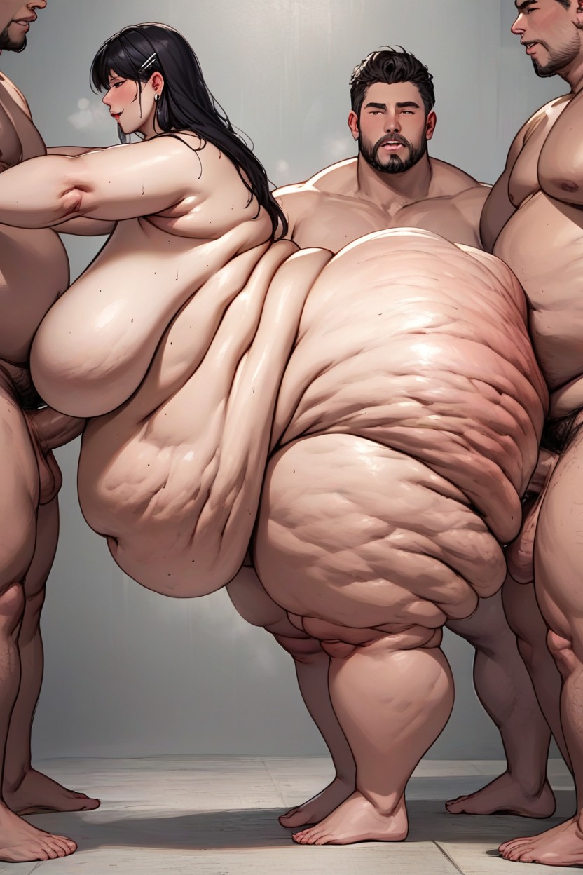 Extremely Wide Body, 18+, Belly Reaching Kneecaps BBW AI Porn