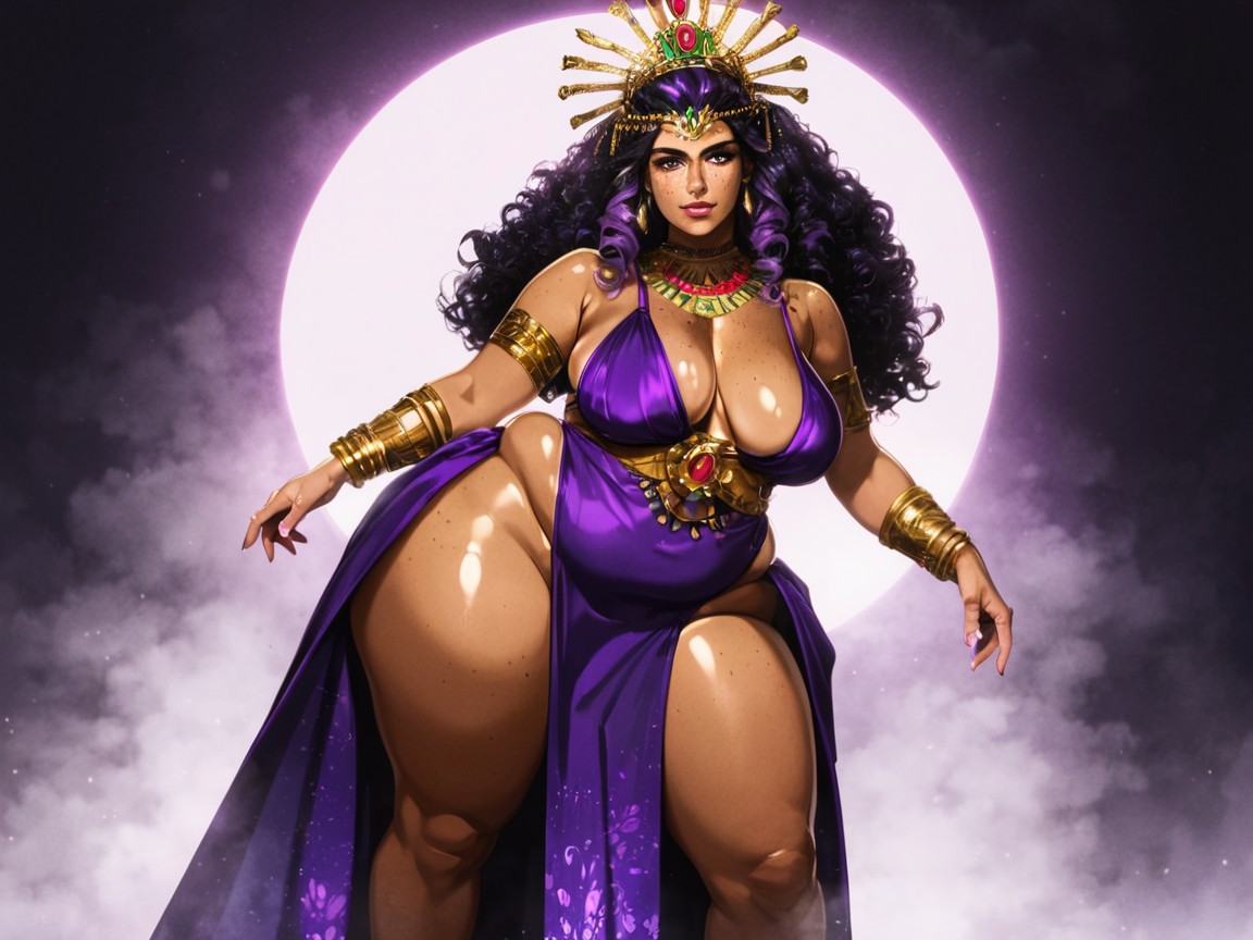 Kräftig, Weicher Schatten, Purple Spotlight On Woman Latina KI Porno