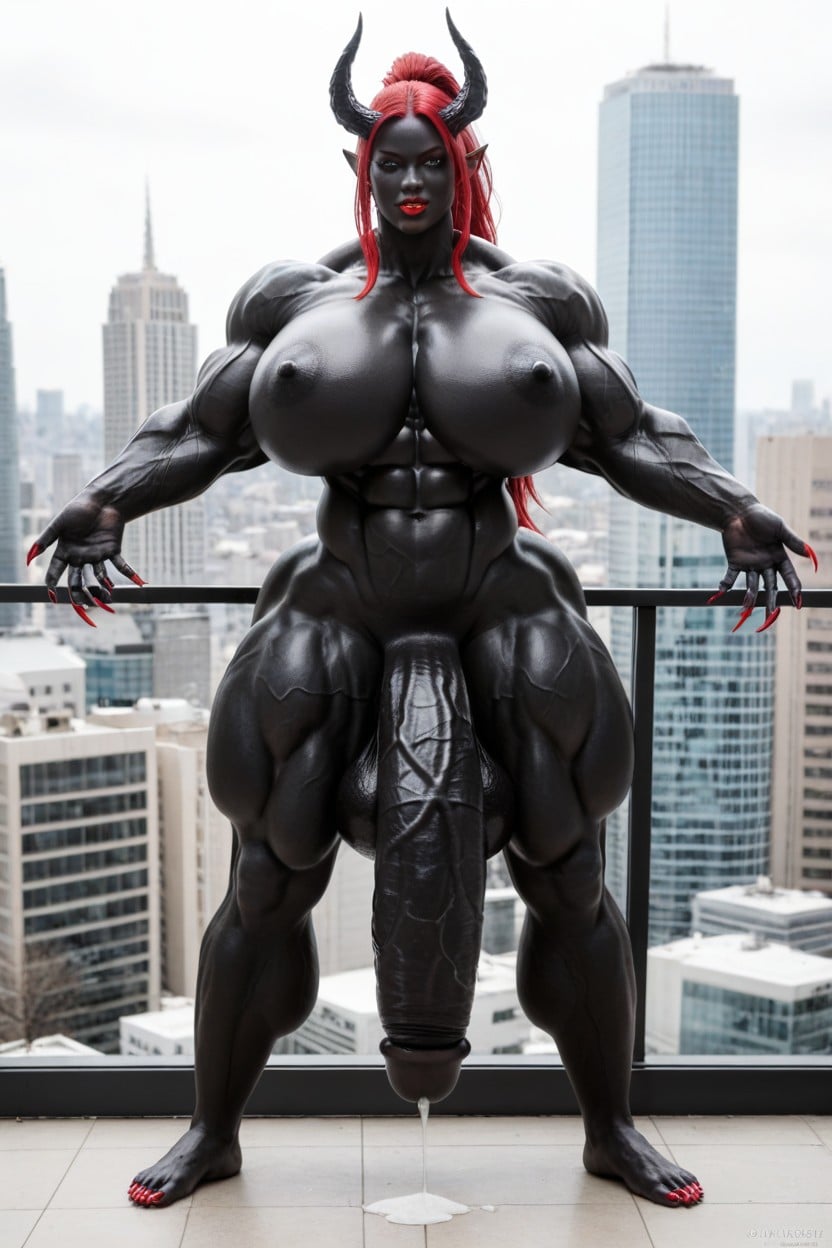 Gigantic Perfect Boobs, Gigantic Flaccid Black Cock, Thick Thighs Shemale AI Porn
