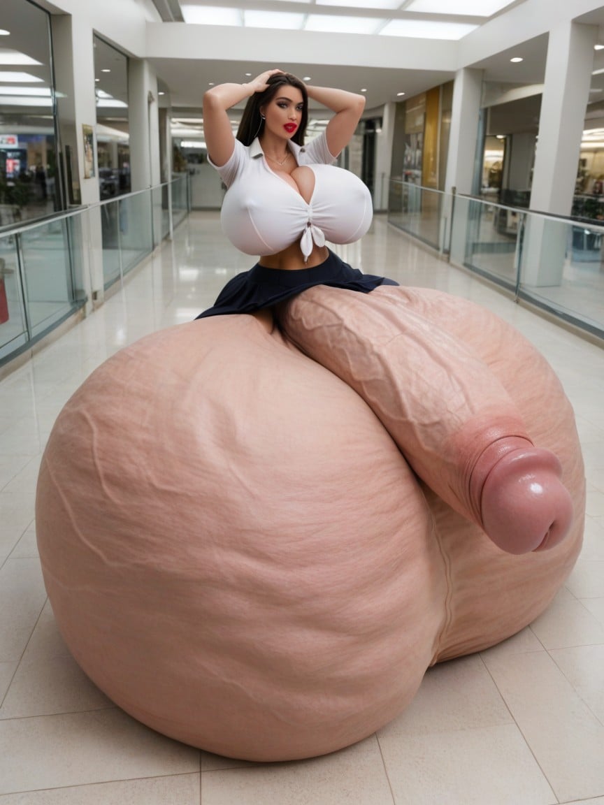 Giant Bulging Penis, 1 Person, Hyper Supersized Penis Shemale AI Porn