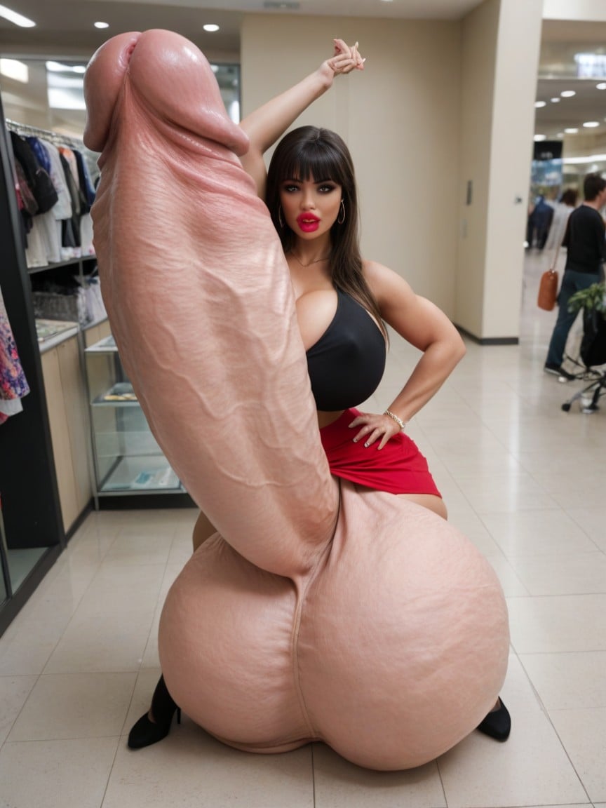 Front View, 18+, Most Exaggerated Biggest Penis Shemale AI Porn