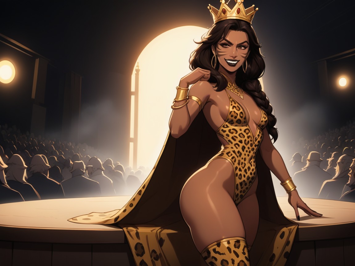 On Stage, Medieval Kingdom Backdrop Setting, Tight Breasts Latina AI Porn
