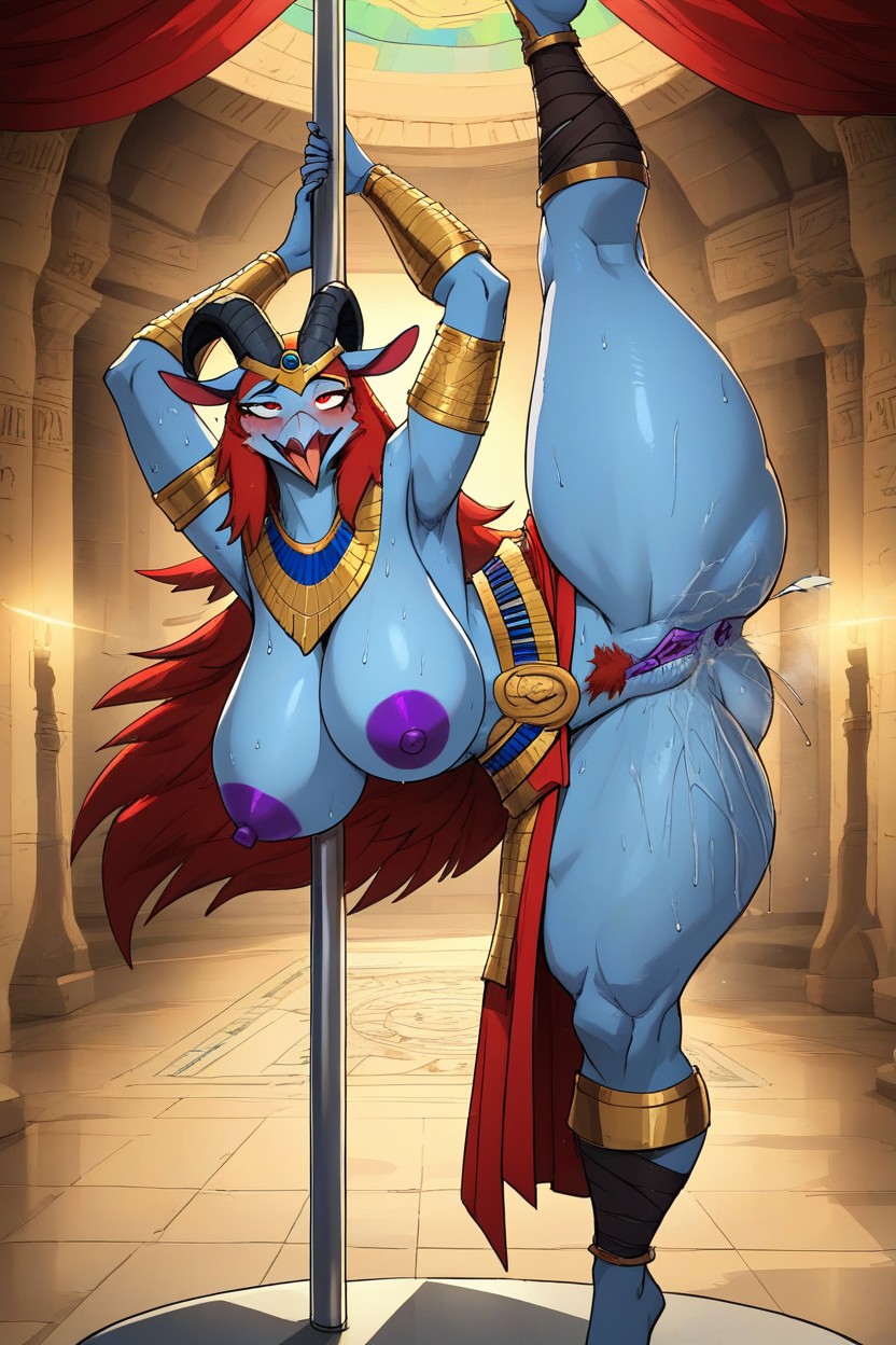 Looking At Viewer, Cloven, Blue Skin Furry AI Porn