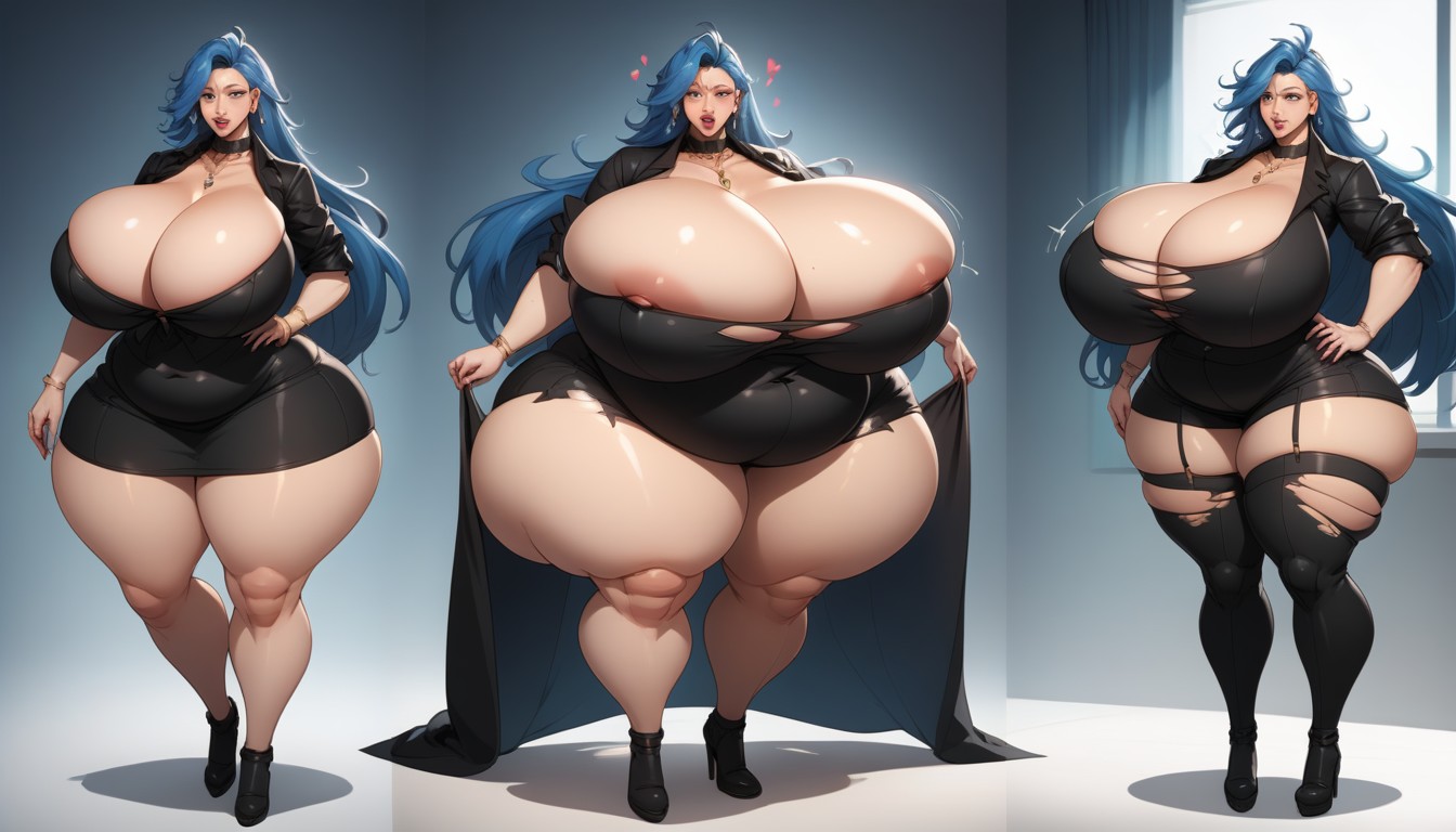 Perfect Face, Gothic, Extra Hyper Enlarging Weight Gain BBW AI Porn