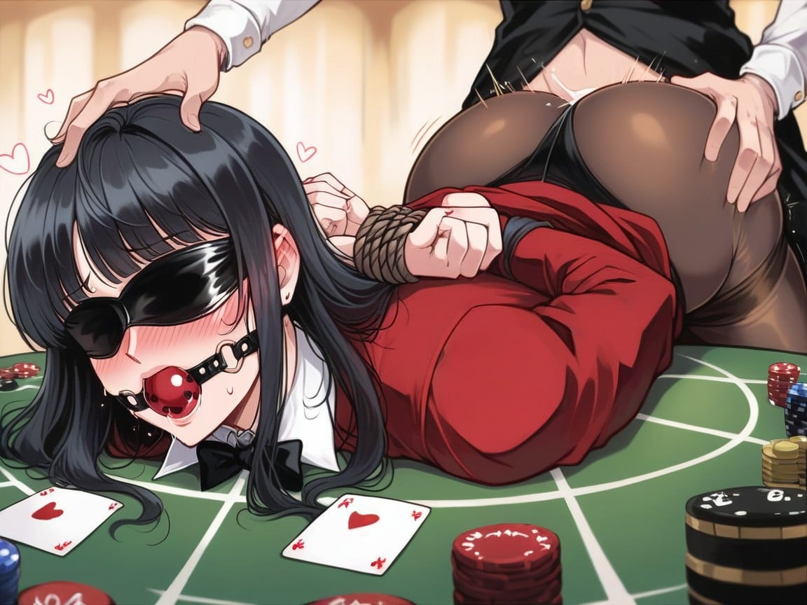 Blindfolded, Arms Behind Back, Lesbian Sex Hentai AI Porn