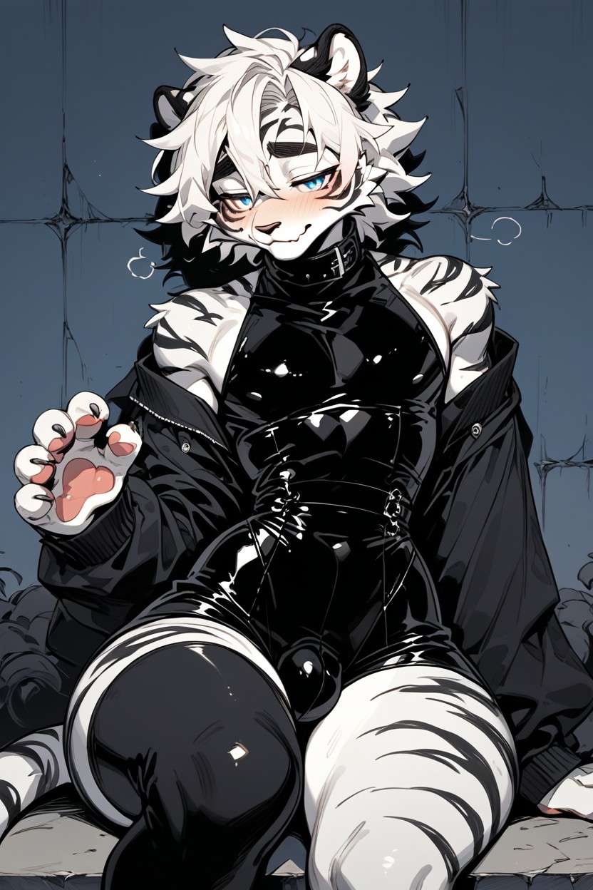 Leaning Back On Wall, Glistening, Thick Thighs Furry AI Porn