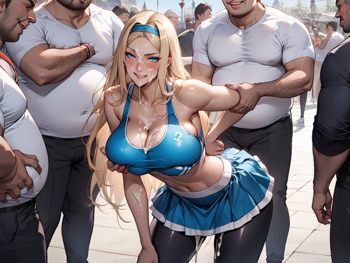 Boobs Groped By Fat Man, Oiled Skin, Yoga Pants AI Porn