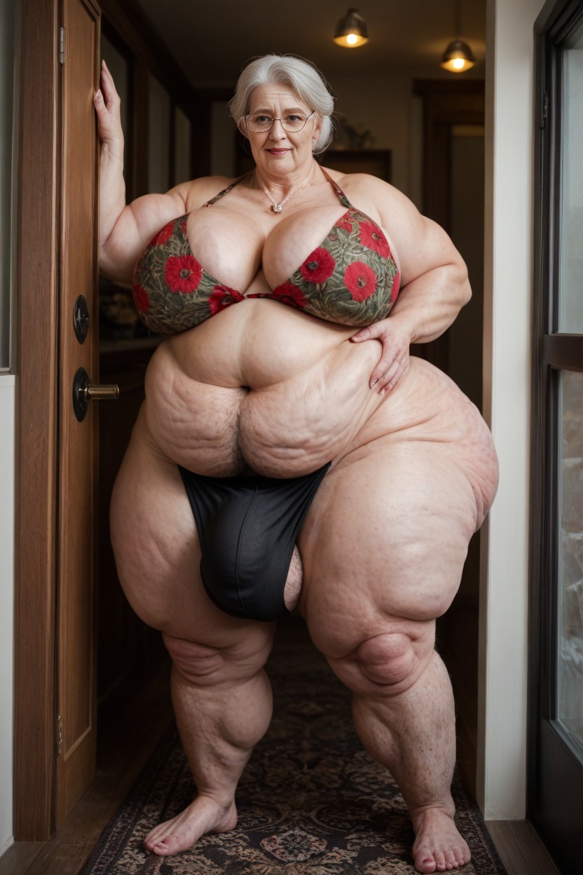 Outdoors, Huge Obese Belly, Pale Skin AI Porn