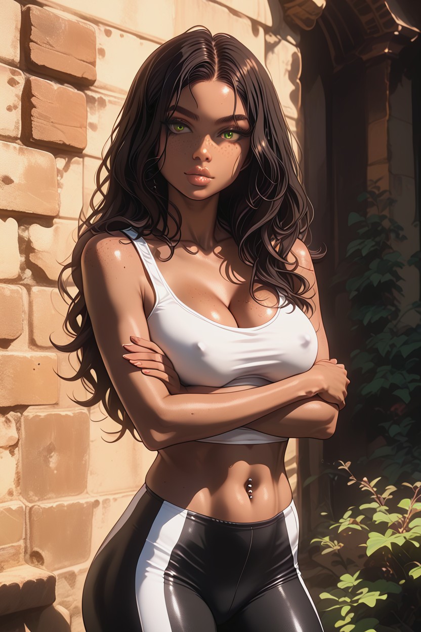 Model, White Tank Top, Realistic Style AI Porn