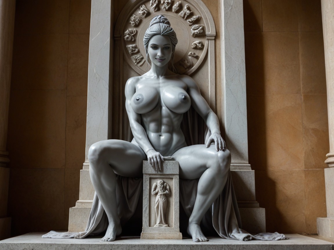 Massive Statue, Photorealistic, Smug Expression AI Porn
