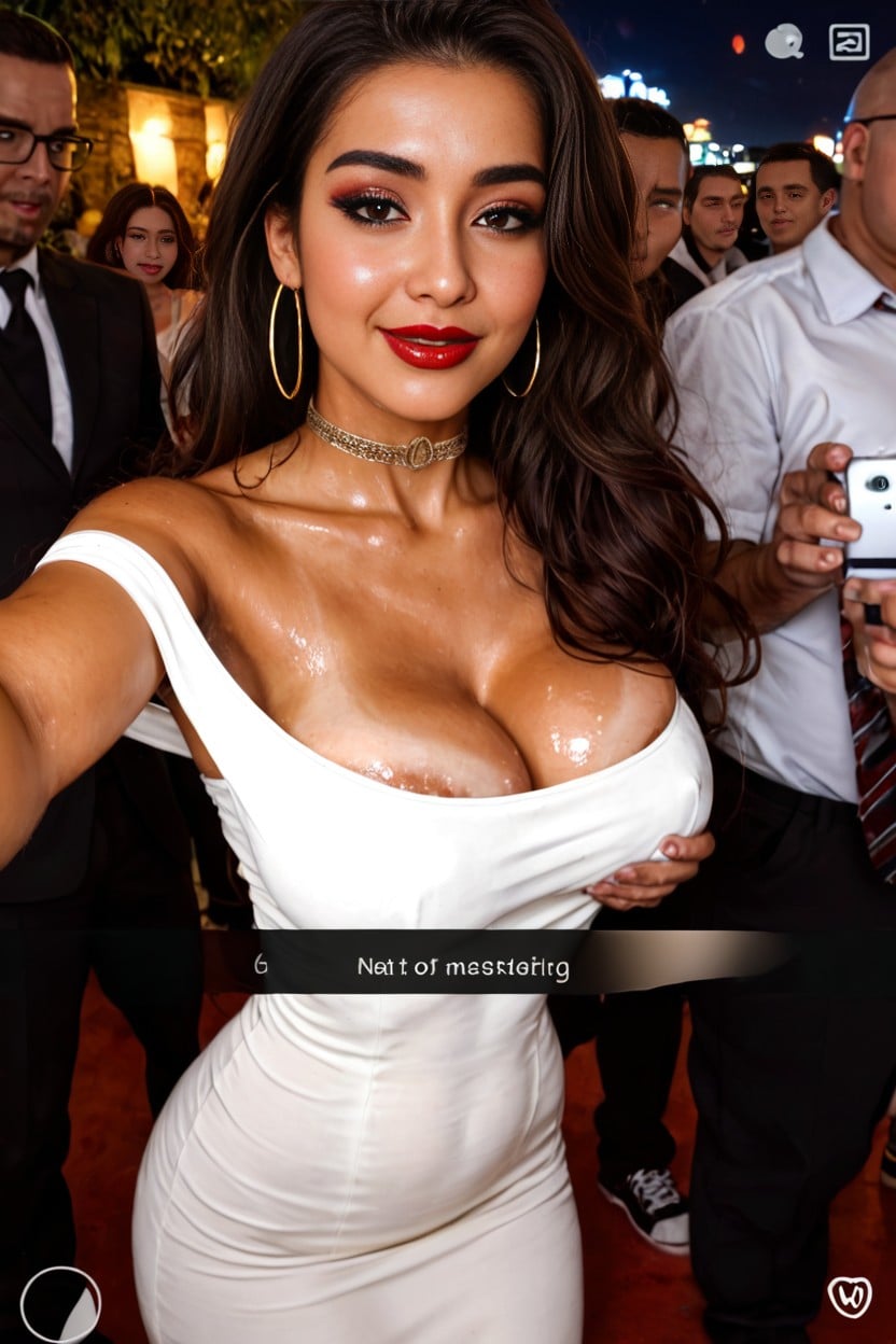 Wasp Waist, Large Pale Faded Areolas, Groping AI Porn