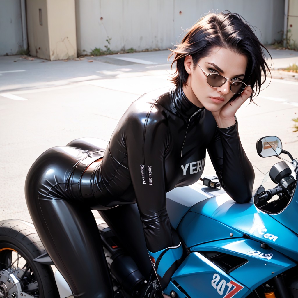 On A Motorbike, Narrowshoulders, Front View AI Porn