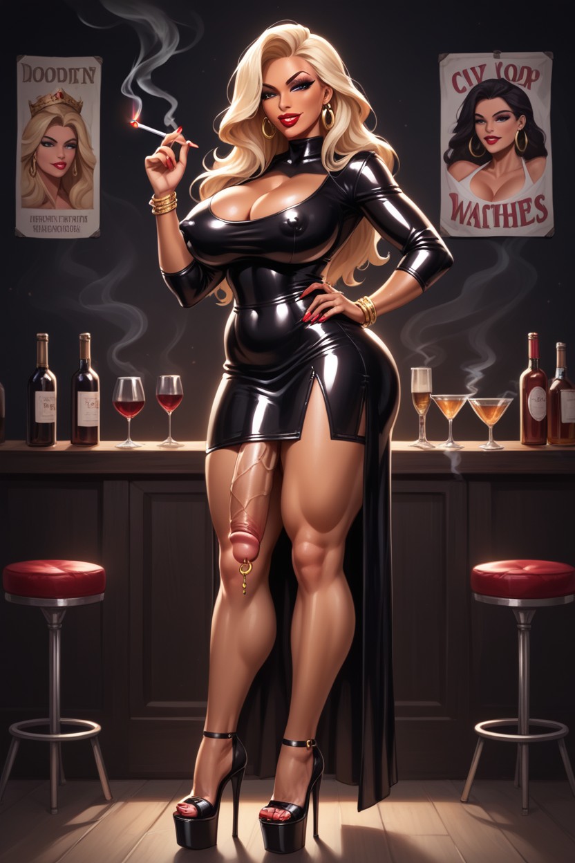 Hips, Prince Albert Penis Piercing, High Heels Shemale AI Porn
