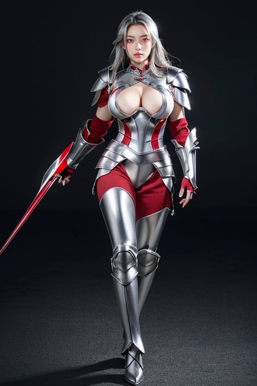 Silver Armor, Silver Armor, Red Eyes Asian AI Porn