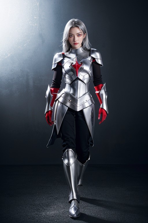 Hyper Realistic, Silver Armor, Silver Armor 아시아 AI 포르노