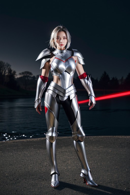 갑옷 장갑, Hyper Realistic, Silver Armor 아시아 AI 포르노