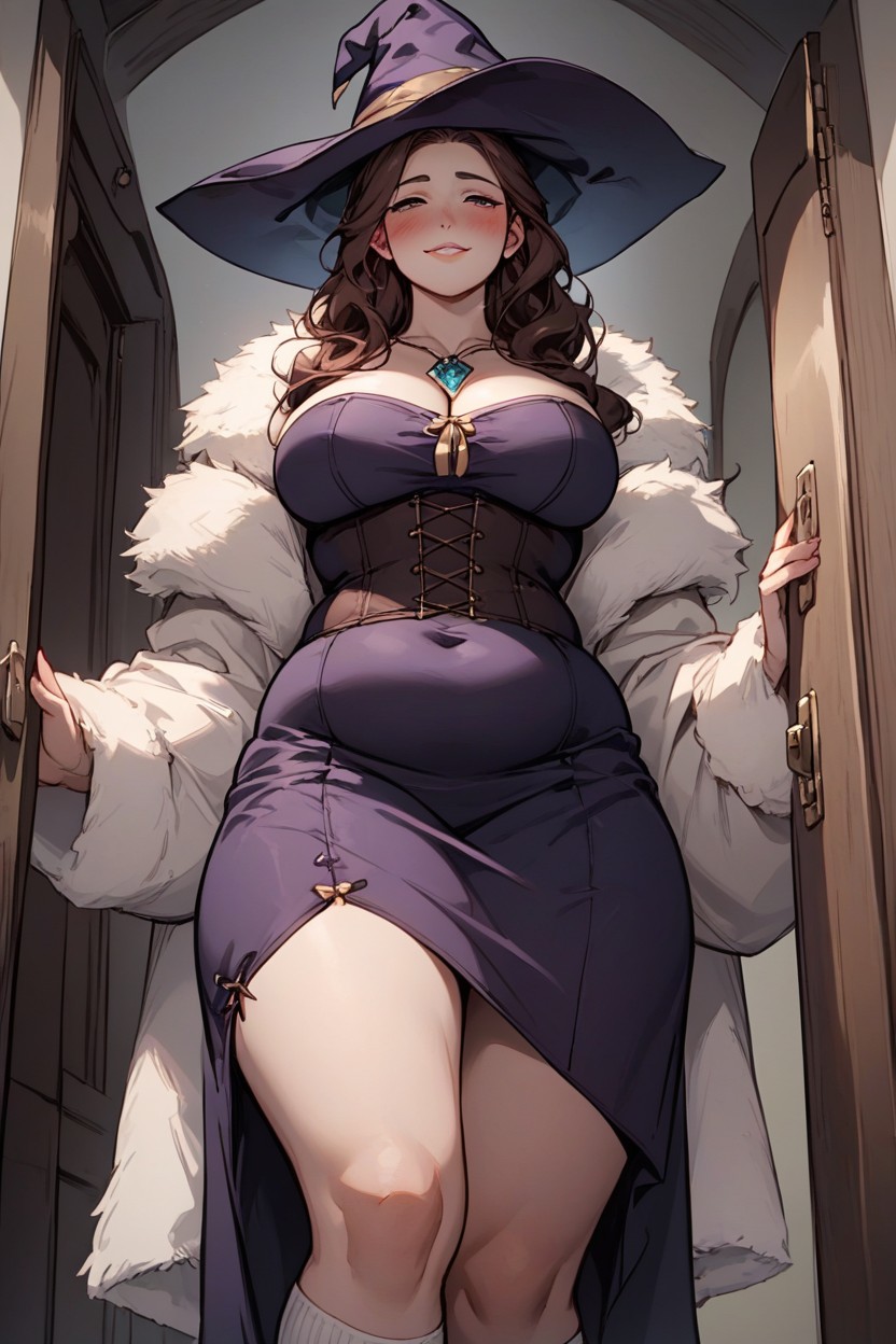 Wide Hips, Huge Woman, Opening Door Hentai AI Porn