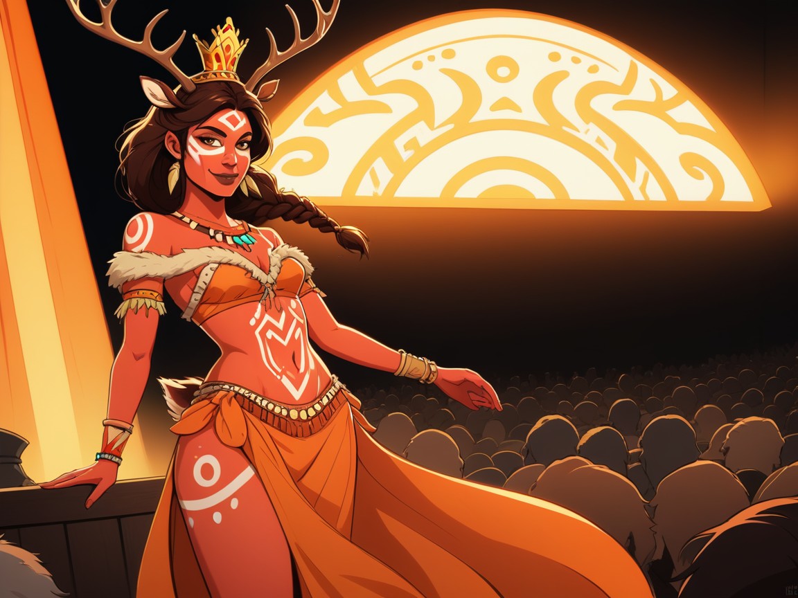 Close Set Breasts, Antler Headdress, Small Ass Latina AI Porn