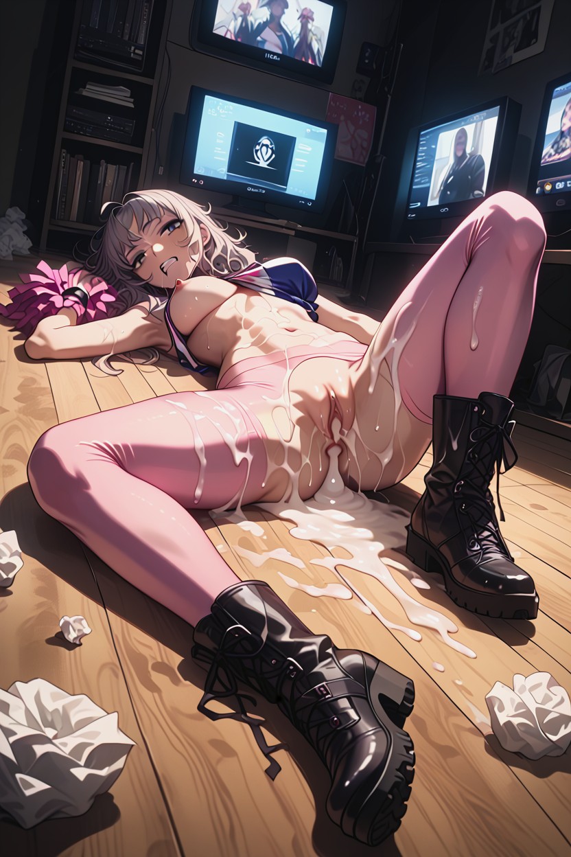 One Breast Exposed, Laying On Back, Perfect Eyes Hentai AI Porn