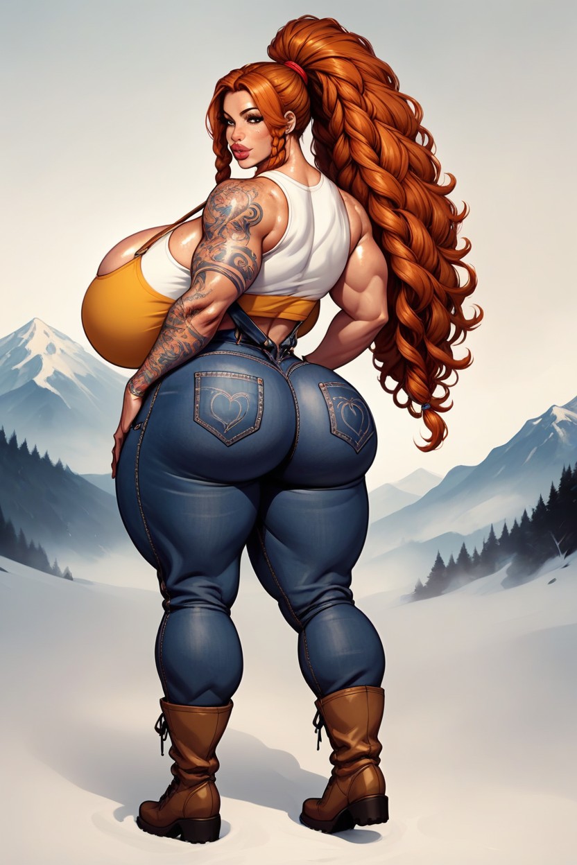 Full Tattoos, Hyper Bimbo, Extremely Muscular Shemale AI Porn