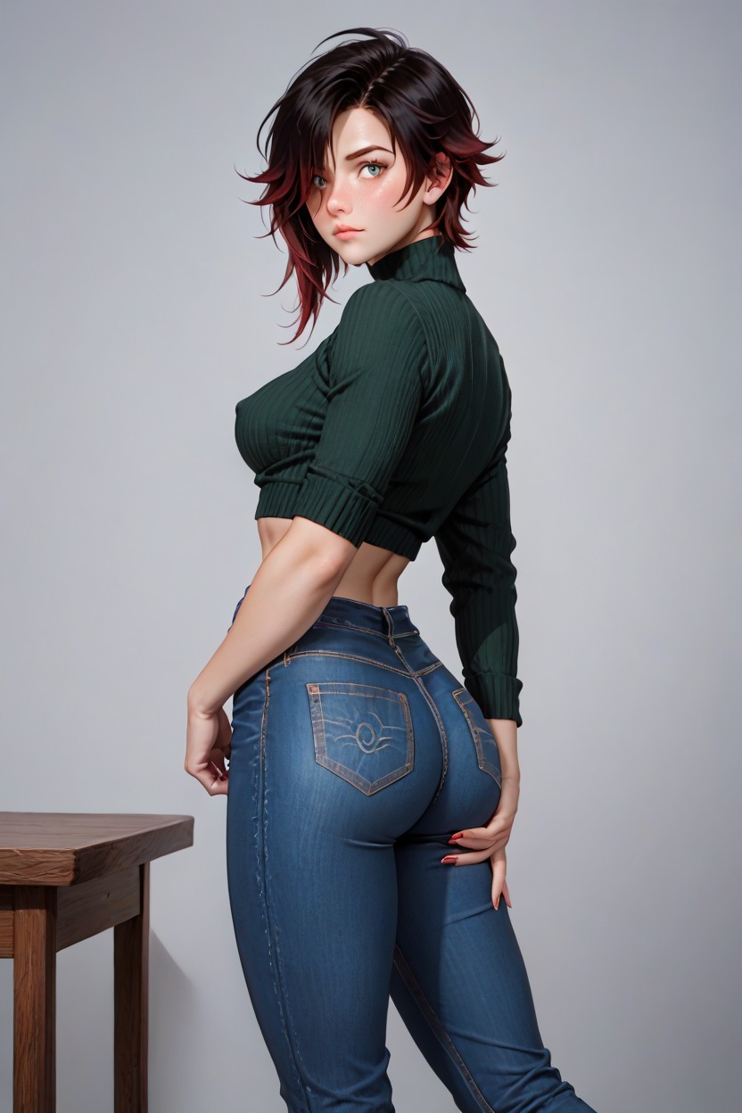 Round Face, Soft Light, Sucked In Stomach AI Porn
