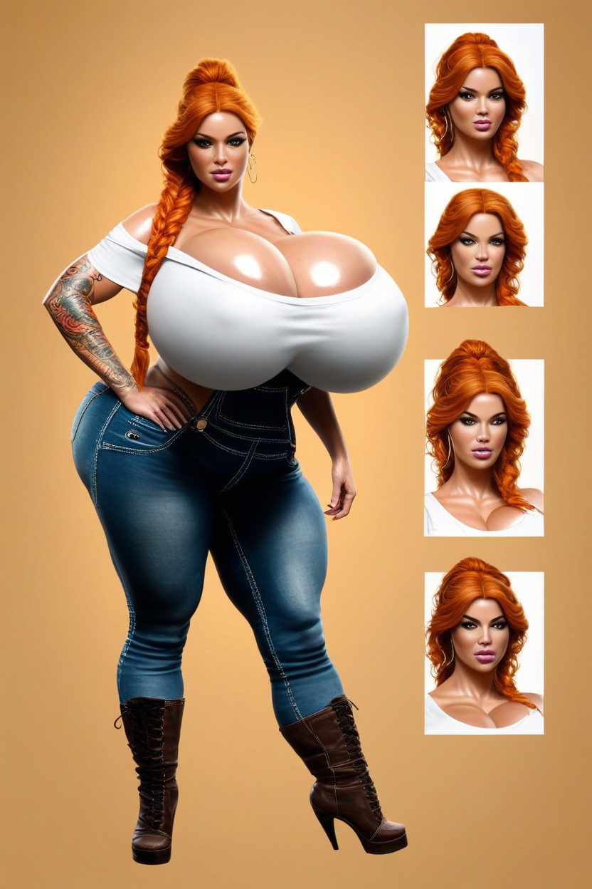 Impossibly Huge Tits, Volumetric Hair, Full Jewelry Porno IA transsexuelle