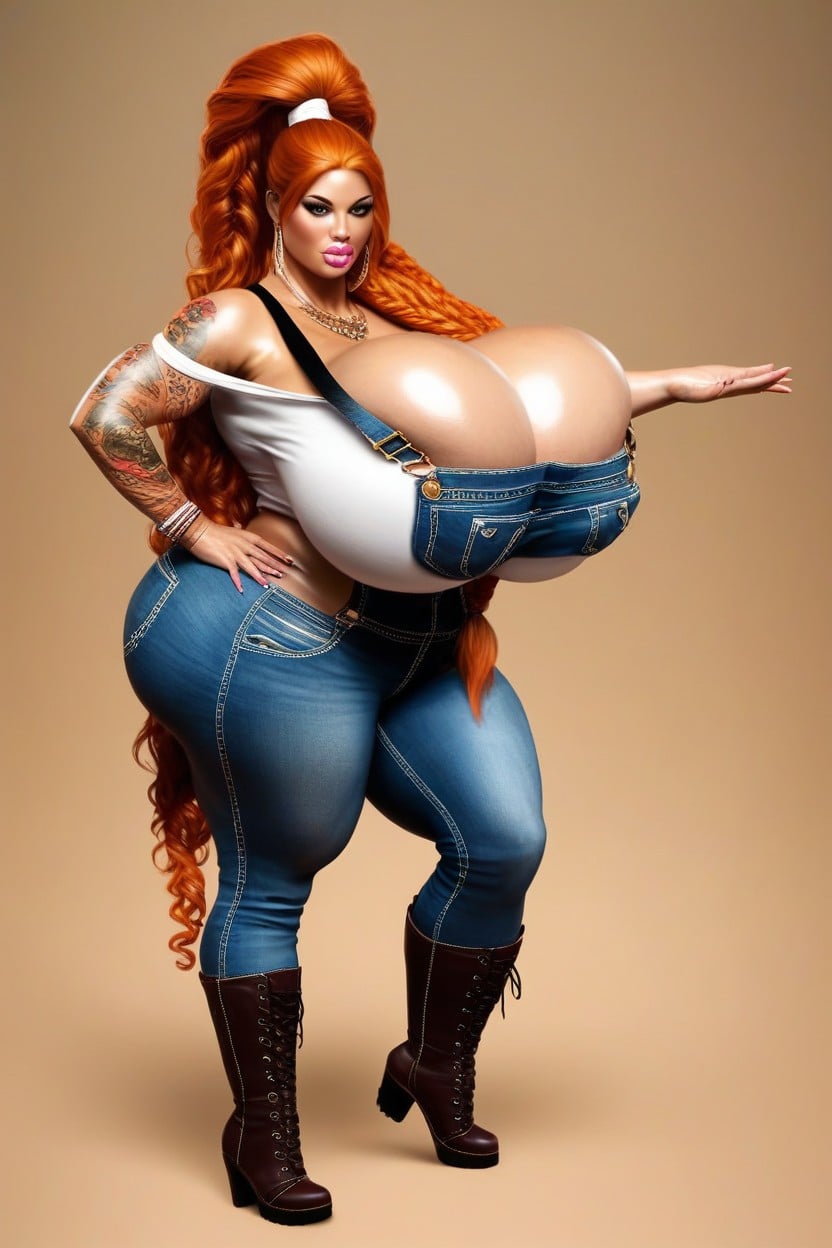 Peau Grasse, Full Tattoos, Queue De Cheval Haute Porno IA transsexuelle