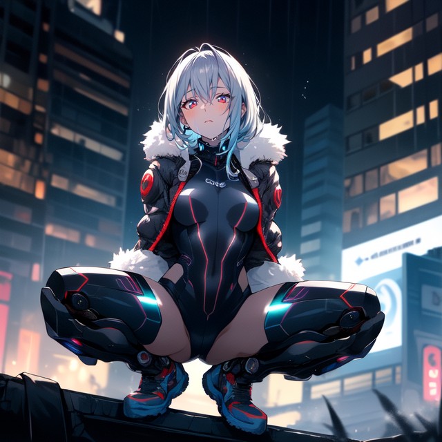 Acrobatic Build, Add Detail, Cyberpunk Hacker Hentai AI Porn