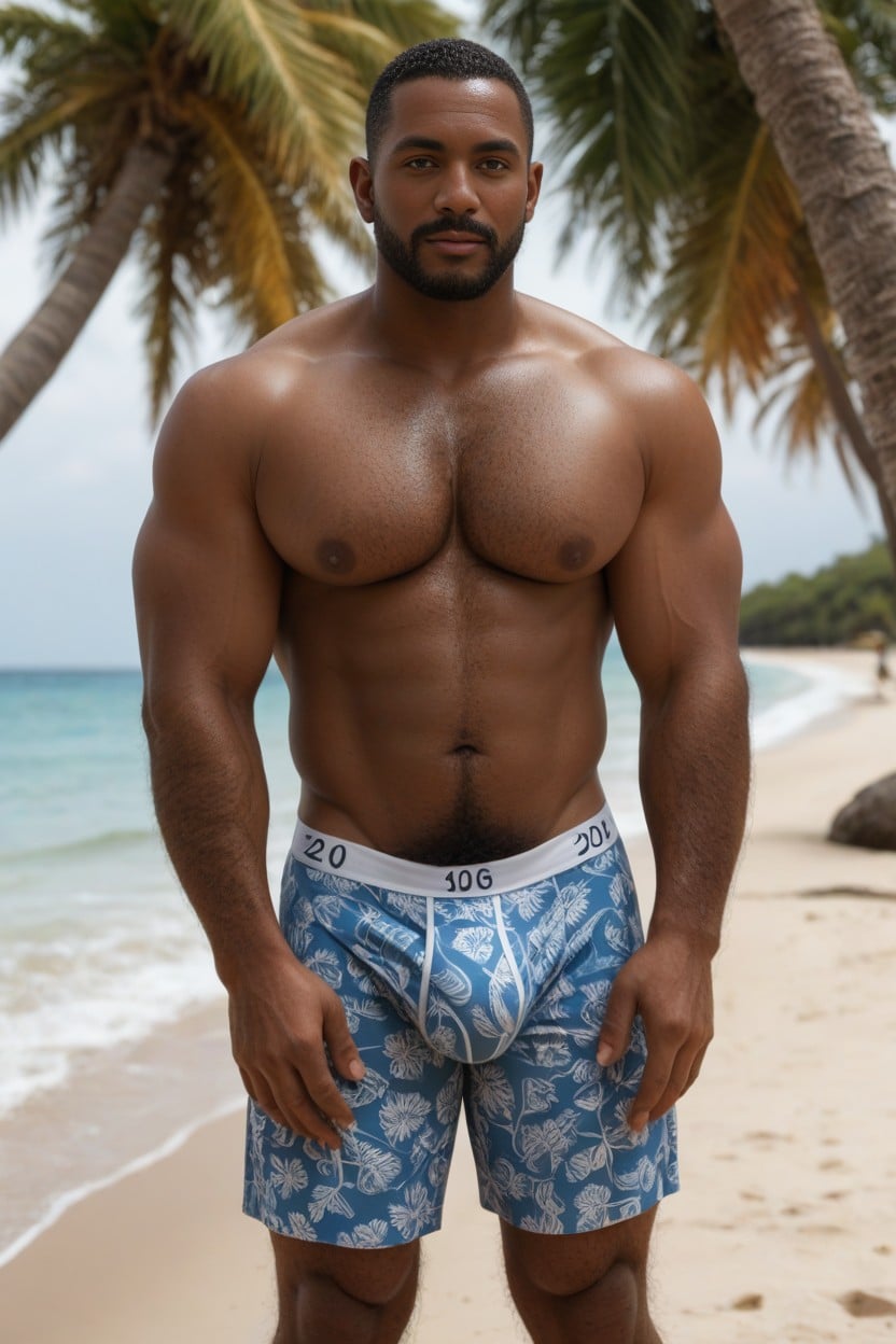 Pulled Down, Hyper Hairy Body, Balls And Cock AI Gay Porn