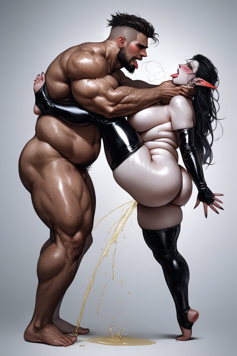 18+, Sweat, His Hand On Her Neck AI Porn