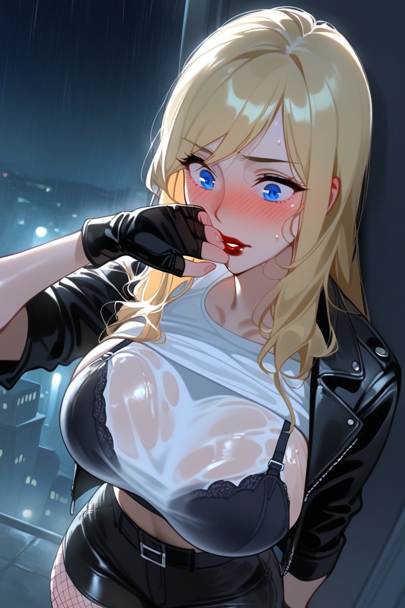Wet Clothes, Biting Lips, Front View Hentai AI Porn